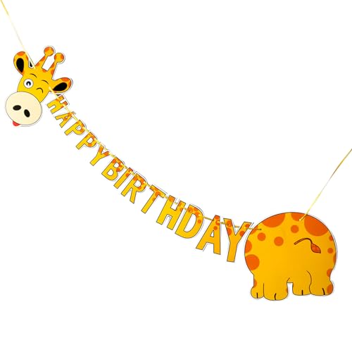 Giraffen Geburtstag Banner Jungen Mädchen Kinder, Safari Tiere Happy Birthday Banner Cartoon Giraffe Wimpelkette Girlande Wilde Geburtstagsdekorationen, Dschungel Thema Party Banner für Babyparty Giraffen Geburtstag Banner Jungen Mädchen Kinder, Safari Tiere Happy Birthday Banner Cartoon Giraffe Wimpelkette Girlande Wilde Geburtstagsdekorationen, Dschungel Thema Party Banner für Babyparty von Boerni