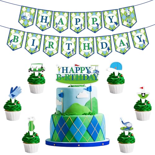 Boerni Golf Geburtstag Banner, Kuchendekoration & Cupcake Dekoration, Green Boerni Golf Geburtstag Banner, Kuchendekoration & Cupcake Dekoration, Green von Boerni
