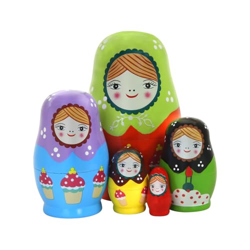 Set mit 5 bunten russischen Puppen aus Holz mit blondem Mädchen und einem Eis, niedliche russische Puppen aus Holz, stapelbares Spielzeug für Kinder, Geburtstag, Heimdekoration. Set mit 5 bunten russischen Puppen aus Holz mit blondem Mädchen und einem Eis, niedliche russische Puppen aus Holz, stapelbares Spielzeug für Kinder, Geburtstag, Heimdekoration. von Boerni