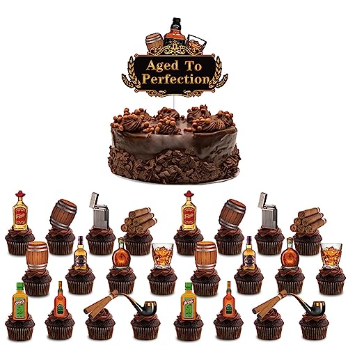 Bier-Kuchenaufsätze, Wein-Themen-Cupcake-Topper, Whiskey-Kuchendekorationen für Geburtstag, Hochzeit, Jahrestag, Abschlussfeier (24 Stück) Bier-Kuchenaufsätze, Wein-Themen-Cupcake-Topper, Whiskey-Kuchendekorationen für Geburtstag, Hochzeit, Jahrestag, Abschlussfeier (24 Stück) von Boerni