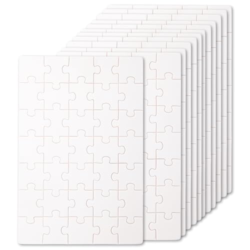 12 Stück Puzzle Selber Gestalten, Holz Puzzle Blanko 15×10 cm Weißes p-uzzle zum Bemalen Personalisiert Leeres P-uzzle Klein Kreative puzzl-e Weiß für Kinder Zum Malen (35 Teile) von Bofanze