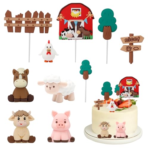 Bofanze 10 Stück Bauernhof Geburtstag Deko Kuchen Deko Bauernhof Tiere Tortendeko Tiere Bauernhof Kuchen Deko Geburtstag Bauernhof Tortendeko Kinder Tiere für Kuchen,Geburtstagsfeier,Farm Themenfeier von Bofanze