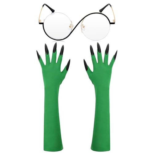 Bofeiya 2-teiliges Hexenkostüm-Zubehör für Damen, inklusive grünen Handschuhen und Brille für Erwachsene, Filme, Halloween, Zauberer, Cosplay, Party, Verkleiden Bofeiya 2-teiliges Hexenkostüm-Zubehör für Damen, inklusive grünen Handschuhen und Brille für Erwachsene, Filme, Halloween, Zauberer, Cosplay, Party, Verkleiden von Bofeiya