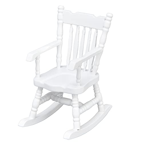 1:12 Scale Rocking Chair, Wooden Miniature Furniture for Doll House, Exquisite Craftsmanship, Sturdy and Safe Material, Outstanding Children and Home Decoration von Bognajin