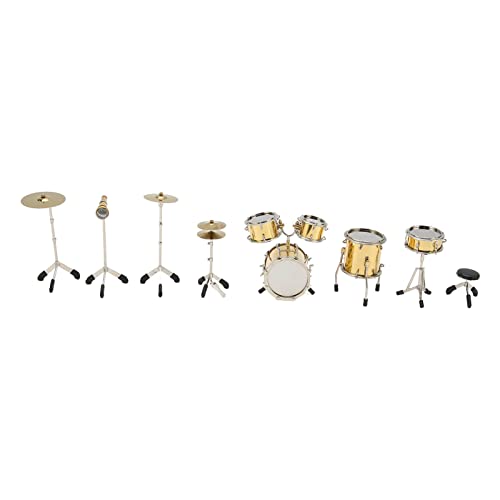 8 PCs Mini Drum Kit Model, Metall Decorative Dollhouse Instrumente, lebendiger Stil für Display und Sammlung, ideale Musikliebhaber von Bognajin