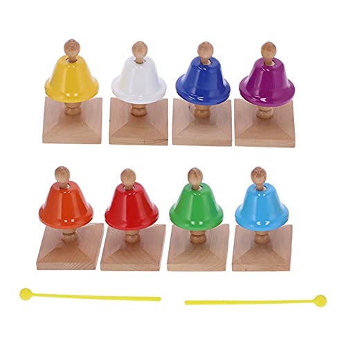 8pcs Handglocken Set, 8 Note Buntes Metall -Musikspielzeug, Kinder unterrichten Hilfsmittel mit Drumsticks, Buchenholzunterstützung, sicheres Schaumstoffpolster, Glatte, von Bognajin
