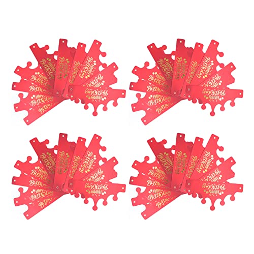 Bognajin 40pcs Paper Crowns, Small Compact Cute Shape Decorative Birthday Crowns, Ideal for Graduations, Birthdays and Themed Parties, Approx 22.5x11.5cm (Red HMS2207141) von Bognajin