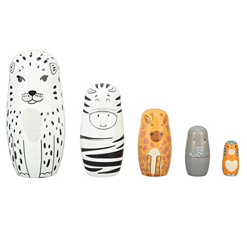 Bognajin 5Pcs Hand Made Russian Nesting Dolls, Exquisite Wooden Animal Design, Outstanding for Christmas and House Decoration, 5 Layers of Unique Forest Animal Patterns Bognajin 5Pcs Hand Made Russian Nesting Dolls, Exquisite Wooden Animal Design, Outstanding for Christmas and House Decoration, 5 Layers of Unique Forest Animal Patterns von Bognajin