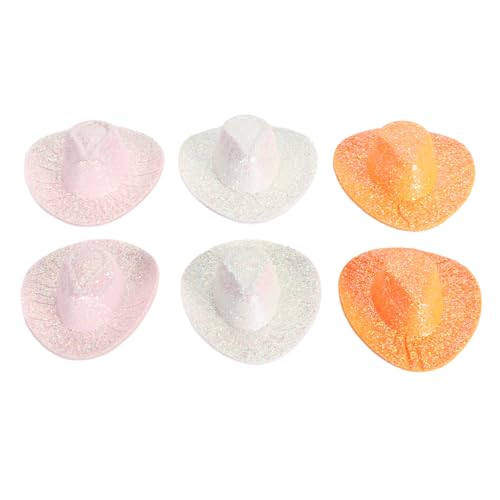 Bognajin 6PCS Mini Cowboy Cowgirl Hut Glitter Puppenhut für Partys, DIY -Kunsthandwerk und Puppenhausdekorationen, Multicolor, 2,6 Zoll breit von Bognajin