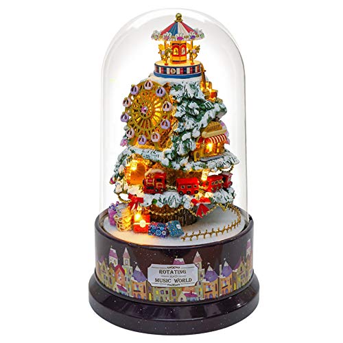 Originality DIY Music Box with LED and Dust Cover, Romantic, Made of Wood, Safe and Sturdy (B-030 Ice and Snow Park) von Bognajin