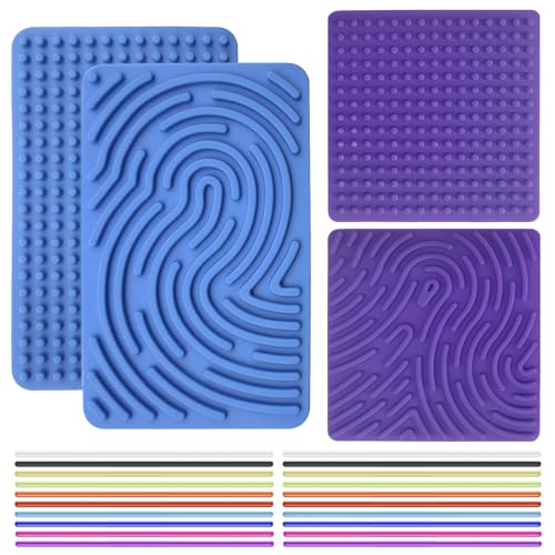Bogoro Sensory Fidget Board, Sensorik Activity Spielzeug, Silikon Sensorik Spielzeug, Fidget Toys für Kinder ab 3 Jahre Erwachsene, mit 11 Zubehör Schnüren von Bogoro