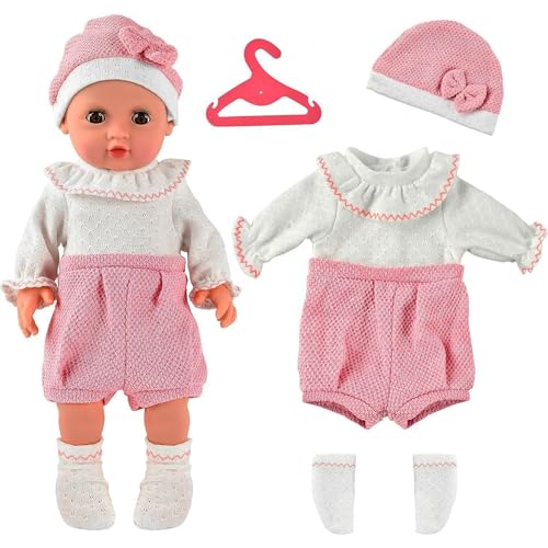 Puppenkleidung Bogoro Puppenkleider Outfits Puppenkleidung 43 cm Zubehör Kleiderbügel Kleidung Overall Outfits Puppen Kleider Für Puppen 35-43 cm ((Rosa-Weiß) von Bogoro