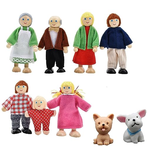 Bogoro HöLzerne Puppenhaus Mit 9 StüCk Puppen Puppenhaus Familie Mit Katze Und Hund Puppenstube Verstellbare Familienpuppen Figuren Familie Rollenspielfiguren Kinder Spiel Geschenk FüR MäDchen Jungen Bogoro HöLzerne Puppenhaus Mit 9 StüCk Puppen Puppenhaus Familie Mit Katze Und Hund Puppenstube Verstellbare Familienpuppen Figuren Familie Rollenspielfiguren Kinder Spiel Geschenk FüR MäDchen Jungen von Bogoro