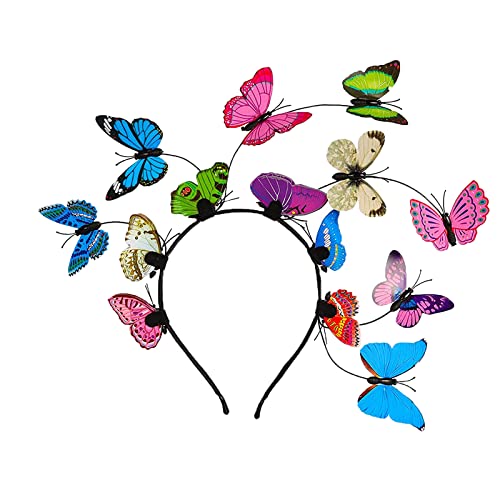 Schmetterling Fascinator Stirnband,Schmetterling Kopfschmuck,Wunderschöne Schmetterling Haarreif für Haarreif Fee Hochzeit Braut Cosplay (Bunte) von Bogoro