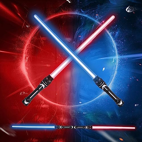 Bohrma Schwert Kinder, Star Wars Schwert Retractable Schwert Kinder Doppelklingen Schwert 7 Farben Schwerter für Kinder Cosplay Spielzeug (B) von Bohrma