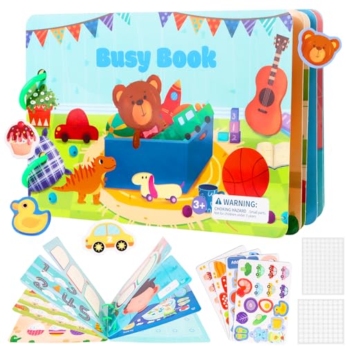 Educational Toy Book Montessori Quiet Book Ruhiges Buch Montessori for Toddlers Busy Book Montessori Spielzeug ab 3 Jahre Kinder Aufkleber Bücher Sensorisches Spielzeug für Kleinkinder von Bohrma