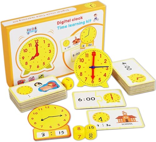 Uhr Zum Lernen Für Kinder, Unterrichtszeit, Montessori-Spielzeug Für Kleinkinder, Lernuhr, Frühes Lernen, Grundschule Schulbedarf Knobelspiele Förderspiele, Pädagogisches Spielzeug Geschenk (B) von Bohrma