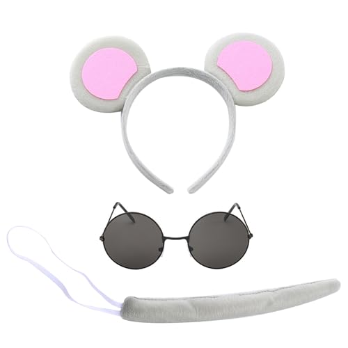 Bohue 3pcs Maus Kostüm Set Maus Ohren Stirnband Schwanz Schwarze Brille Karneval Cosplay Party Dekoration Zubehör für Halloween Party Bohue 3pcs Maus Kostüm Set Maus Ohren Stirnband Schwanz Schwarze Brille Karneval Cosplay Party Dekoration Zubehör für Halloween Party von Bohue