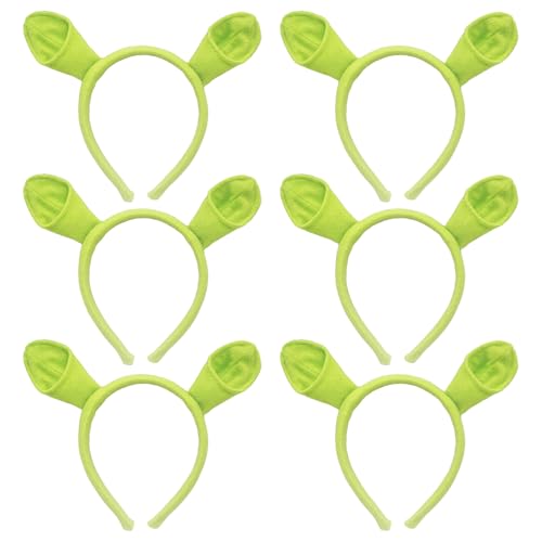 Bohue 6 x grüne Ohren-Haarbänder, Monster-Stirnband, Alien-Stirnband, Party, Halloween, Zubehör für Cosplay, Festival, Themenparty von Bohue