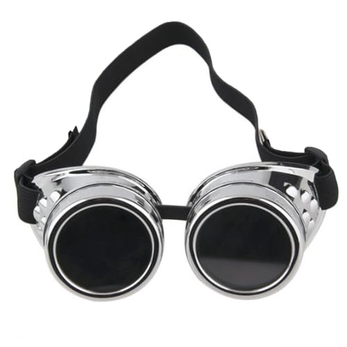 Bohue Steampunk-Brille, Vintage-Brille, Gothic, Halloween, Cosplay, Sonnenbrille, Verkleidung, Zubehör, Party-Brillen für Männer und Frauen (Silber) von Bohue