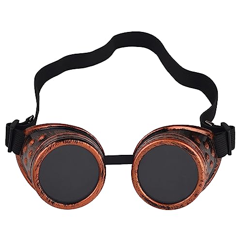 Bohue Steampunk-Brille, Vintage-Brille, Gothic, Halloween, Cosplay, Sonnenbrille, Verkleidungszubehör, Party-Brille für Männer und Frauen (Rotkupfer) von Bohue