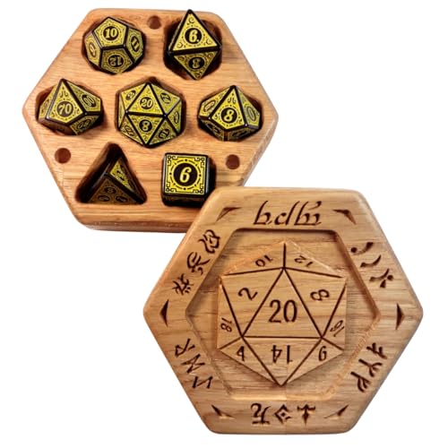 Würfelbox – D20 Symbole, gelbe Würfel von BoisPourTous