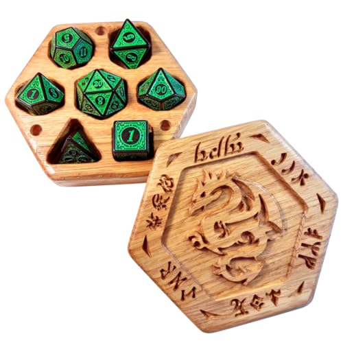 Würfelbox – Drache Symbole, grüne Würfel von BoisPourTous