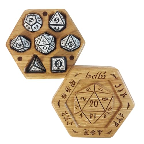 Würfelbox – D20 Symbole, weiße Würfel von BoisPourTous