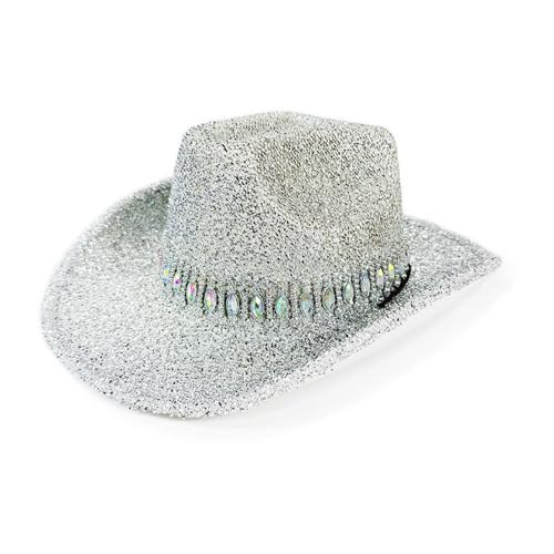 Bokcztml Auffälliger Kristall-Cowgirl-Hut, Brauthut, Panama-Hut für Junggesellinnenabschied, Cowgirl-Hüte für Clubs, Bühnenshows von Bokcztml