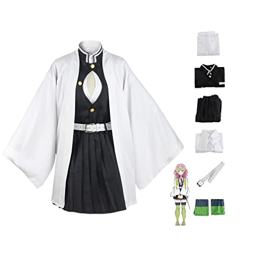 Bokerom Anime Cosplay Demon Slayer Kostüm für Kanroji Mitsuri Outfit Halloween Party Kimono Maid Kleid Uniform (Mitsuri,L) von Bokerom
