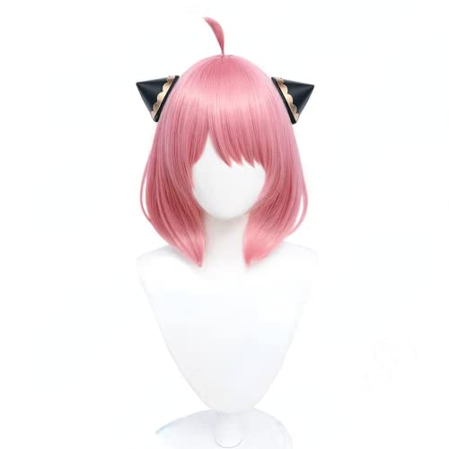 Anime-Cosplay-Perücke, SPY × FAMILY-Perücke, Rauchrosa, kurzes Haar mit Kopfbedeckung für Anya Forger-Rollenspiel-Perücken mit Perückenkappe, für Party-Halloween von Bokerom