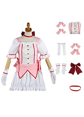 Bokerom Anime Puella Magi Madoka Magica Madoka Kaname Cosplay Kostüm Dienstmädchen Kleid Lolita Halloween Uniform Anzug (Pink,M) von Bokerom