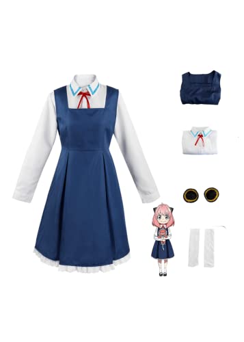 Anime Spy X Family Anya Forger Cosplay Kostüm Kleider Halloween Party Uniform Outfits (Anya Forger,140) von Bokerom