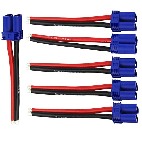 Boladge 3 Paar EC5 Anschlüsse Männlich und Buchse Adapter 5,0mm Bananenstecker 12AWG 15CM Weiches Silikondrahtkabel für RC Flugzeug Quadcopter FPV Drone Lipo Akku ESC von Boladge