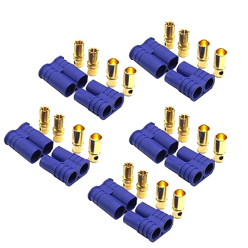 Boladge 5 Paar EC8 Batteriestecker Vergoldet 8.0mm Männlich Buchse Bananenstecker Rundstecker für RC ESC LIPO Batterie Gerät Elektromotor von Boladge