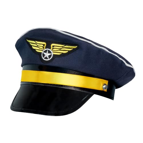 Boland 01253 - Piloten Mütze für Erwachsene, Größenverstellbar, Dunkelblau mit Gold, Kapitän, Flieger, Beruf, Mottoparty, Karneval Boland 01253 - Piloten Mütze für Erwachsene, Größenverstellbar, Dunkelblau mit Gold, Kapitän, Flieger, Beruf, Mottoparty, Karneval von Boland