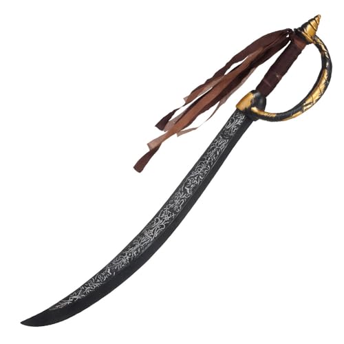 Boland 00668 - Piraten Schwert, ca. 68 cm lang, Kunststoff, Ledergriffband mit Fransen, Freibeuter, Seefahrer, Karneval, Halloween, Fasching, Mottoparty von Boland