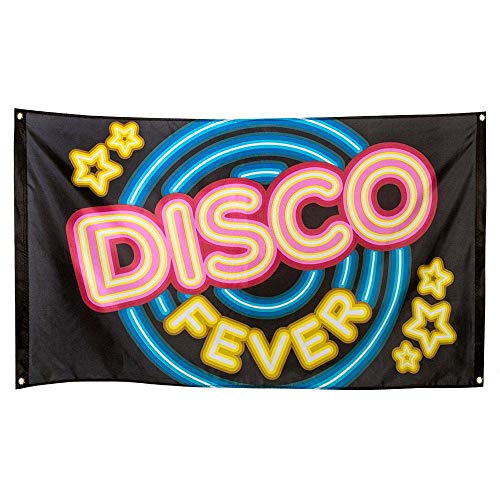 Boland 00752 - Fahne Disco Fever, Größe 90 x 150 cm, Polyester, 70er Jahre, Banner, Wanddekoration, Hängedekoration, Kindergeburtstag, Motto-Party, Karneval von Boland