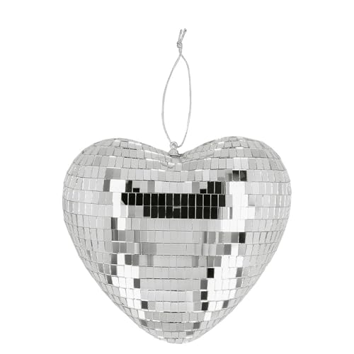 Boland - Glänzende Herz Discokugel, 19 cm, Deko für Disco Fever Mottoparty, Hängedeko für Hochzeit oder Silvester, Silber Boland - Glänzende Herz Discokugel, 19 cm, Deko für Disco Fever Mottoparty, Hängedeko für Hochzeit oder Silvester, Silber von Boland