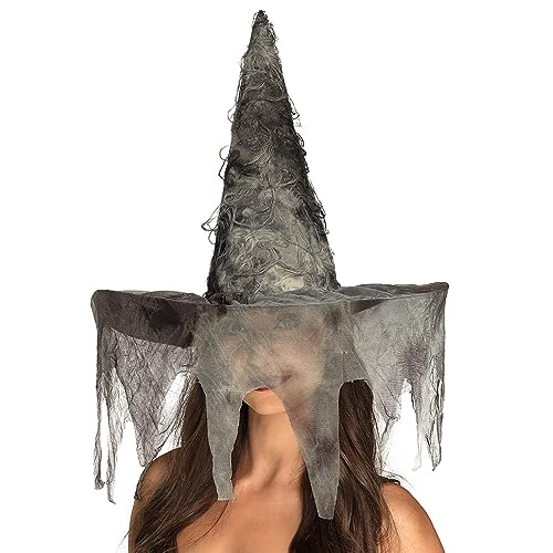 Boland 00910 - Hexenhut Zombina, grau-schwarz, Böse Hexe, Kostüm, Karneval, Mottoparty, Halloween von Boland