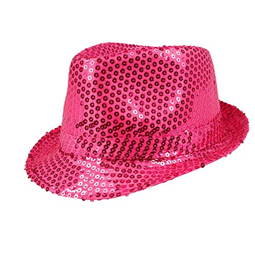 Boland - Pailletten Hut, Unisex, Disco Outfit, Accessoire, Karneval, Kostüm, Themenparty, Mottoparty, Rosa von Boland