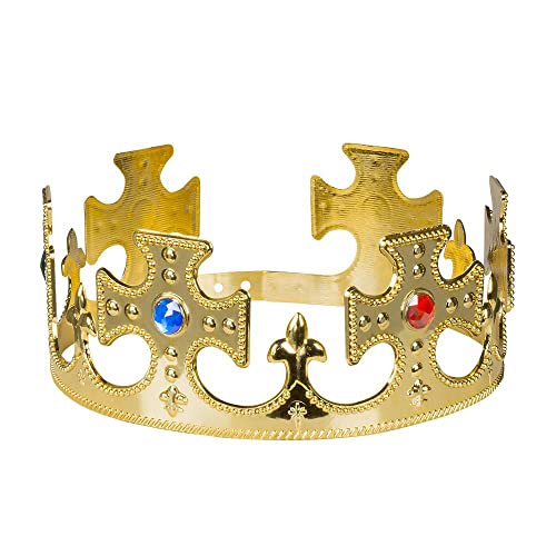 Boland 01318 - Krone König, 1 Stück, Einheitsgröße, verstellbar, Gold mit Schmucksteinen, Verschluss, Kunststoff, glänzend, Königin, Prinz, Prinzessin, Märchen, Adel, Accessoire, Kostüm, Karneval Boland 01318 - Krone König, 1 Stück, Einheitsgröße, verstellbar, Gold mit Schmucksteinen, Verschluss, Kunststoff, glänzend, Königin, Prinz, Prinzessin, Märchen, Adel, Accessoire, Kostüm, Karneval von Boland