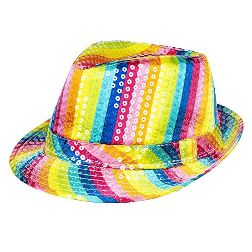 Boland - Pailletten Hut, Unisex, Disco Outfit, Accessoire, Karneval, Kostüm, Themenparty, Mottoparty, Regenbogen von Boland