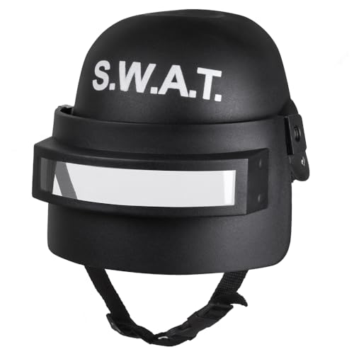 Boland 01408 - Kinderhelm SWAT Deluxe - Helm mit Visier, schwarz-weiß, Kinnriemen, hochklappbar, Karneval, Halloween, Mottoparty, Geburtstag, Fasching, Verkleidung Boland 01408 - Kinderhelm SWAT Deluxe - Helm mit Visier, schwarz-weiß, Kinnriemen, hochklappbar, Karneval, Halloween, Mottoparty, Geburtstag, Fasching, Verkleidung von Boland