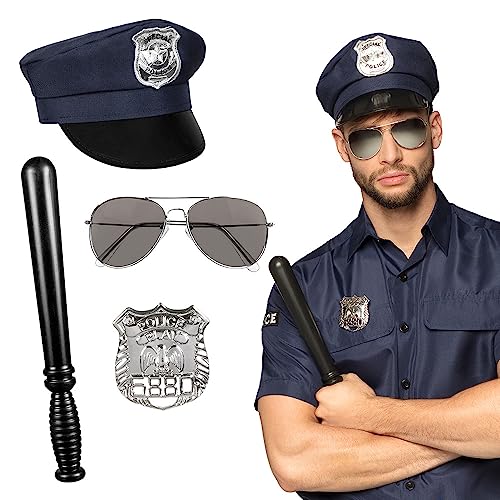Boland 01410 - Polizei Set für Kostüme, Zubehör für Karneval, Kostüm-Set, Mütze, Brille, Abzeichen und Schlagstock, Mottoparty, JGA Boland 01410 - Polizei Set für Kostüme, Zubehör für Karneval, Kostüm-Set, Mütze, Brille, Abzeichen und Schlagstock, Mottoparty, JGA von Boland
