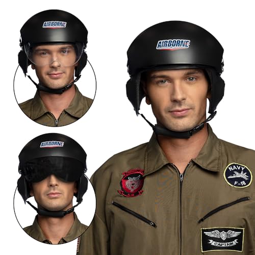 Boland 01420 - Helm Airborne, Kopfbedeckung für Jet Pilot Kostüm, Zubehör für Faschingskostüme, Karneval, Mottoparty von Boland