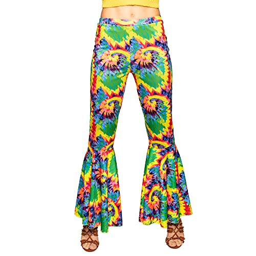 Boland 01541 - Schlaghose Hippie, 1 Stück, Größe M / 38 für Damen, bunte Stretchhose, ausgestelltes Bein, 70er Jahre, Flower Power, Kostüm, Verkleidung, Accessoire, Karneval, Fasching, Mottoparty von Boland