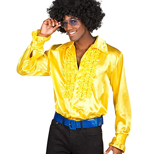 Boland - Disco Hemd mit Rüschen, Gelb, für Herren, Kostüm, Party Shirt, Schlagermove, 70er Jahre, Mottoparty, Karneval von Boland