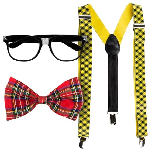 Boland 02606 - Nerd Set für Kostüme, Zubehör für Karneval, Kostüm-Set, Fliege, Brille und Hosenträger, Boland 02606 - Nerd Set für Kostüme, Zubehör für Karneval, Kostüm-Set, Fliege, Brille und Hosenträger, von Boland