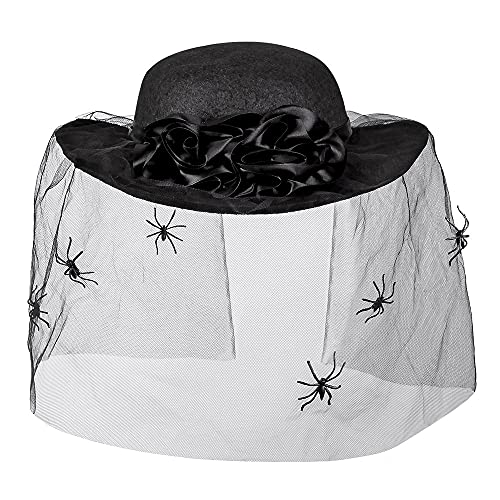 Boland 04120 - Hut für Damen, Schwarze Witwe, Hexenhut für Frauen, Kopfbedeckung für Faschingskostüme oder Halloween, Kostüm Zubehör, Schwarz von Boland